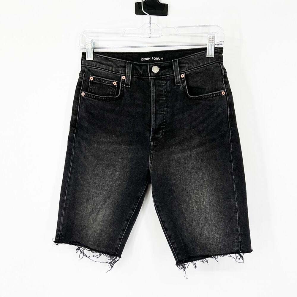 Denim Forum Aritzia The Yoko Bermuda Denim Shorts Button Fly